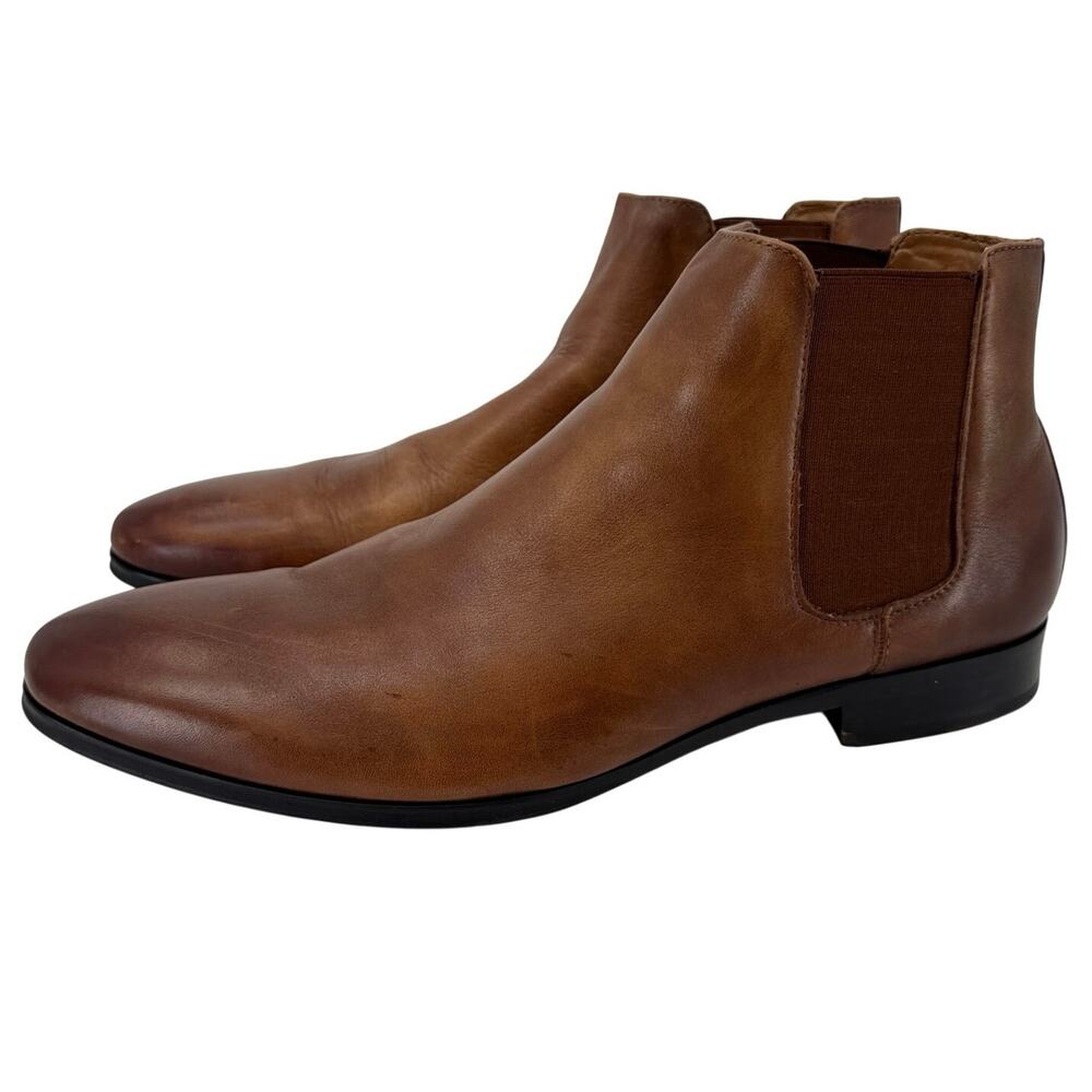 Aldo Mens 12 Brown Leather Chelsea Boots Ankle Slip On Dress Boots EU 45